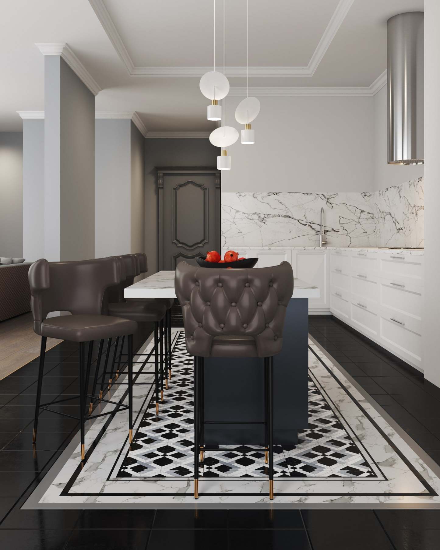 Manhattan Comfort Holguin 37 Counter Height Barstool with Tufted Back Buttons - Gris|Tabouret bar Holguin de Manhattan Comfort de hauteur comptoir de 37 po avec dossier capitonné - gris