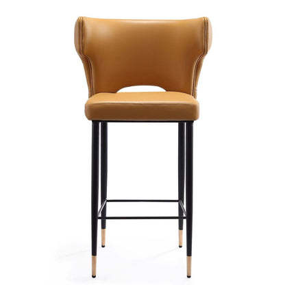 Manhattan Comfort Holguin 37 Counter Height Barstool with Tufted Back Buttons - Saddle|Tabouret bar Holguin de Manhattan Comfort de hauteur comptoir de 37 po avec dossier capitonné - brun clair
