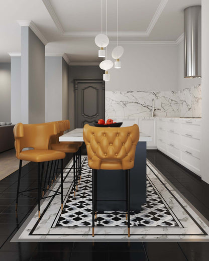 Manhattan Comfort Holguin 37 Counter Height Barstool with Tufted Back Buttons - Saddle|Tabouret bar Holguin de Manhattan Comfort de hauteur comptoir de 37 po avec dossier capitonné - brun clair