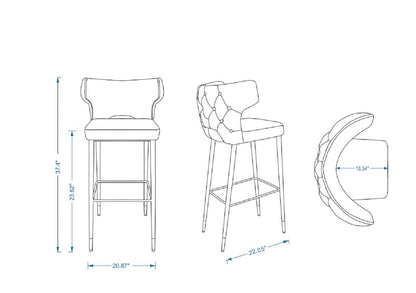 Manhattan Comfort Holguin 37 Counter Height Barstool with Tufted Back Buttons - Gris|Tabouret bar Holguin de Manhattan Comfort de hauteur comptoir de 37 po avec dossier capitonné - gris