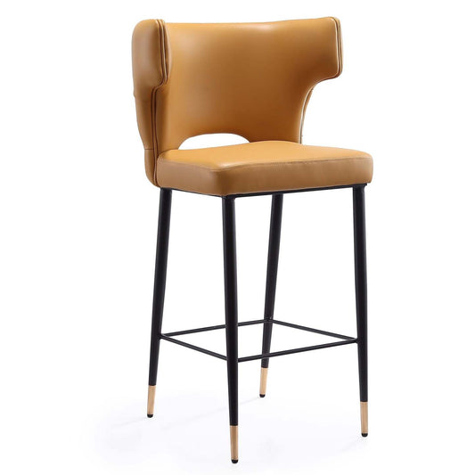 Manhattan Comfort Holguin 37 Counter Height Barstool with Tufted Back Buttons - Saddle|Tabouret bar Holguin de Manhattan Comfort de hauteur comptoir de 37 po avec dossier capitonné - brun clair