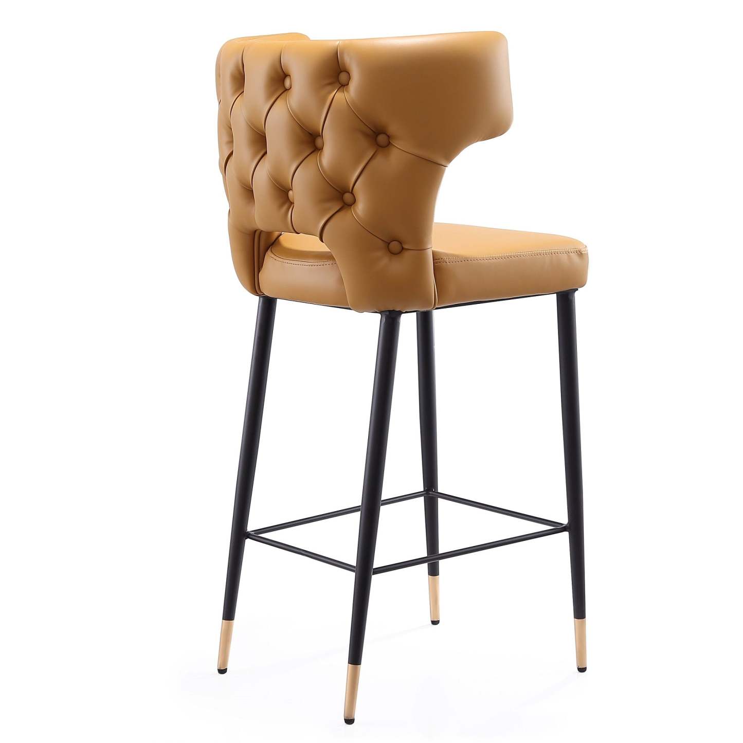 Manhattan Comfort Holguin 37 Counter Height Barstool with Tufted Back Buttons - Saddle|Tabouret bar Holguin de Manhattan Comfort de hauteur comptoir de 37 po avec dossier capitonné - brun clair