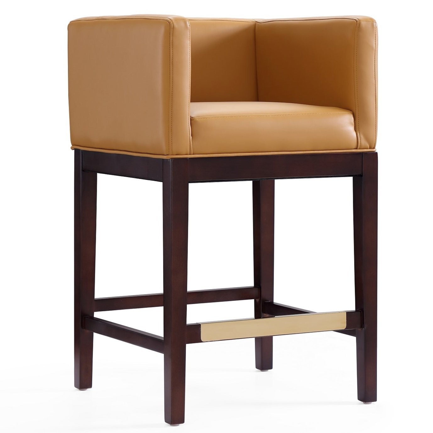 Tabouret de bar Kingsley de Manhattan Comfort de hauteur comptoir de 34 po en hêtre - chameau et noyer foncé