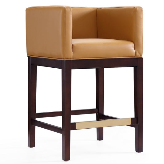 Tabouret de bar Kingsley de Manhattan Comfort de hauteur comptoir de 34 po en hêtre - chameau et noyer foncé