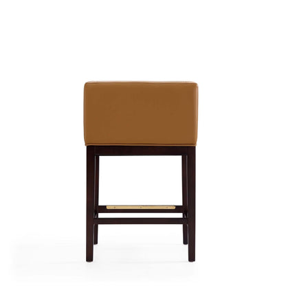 Tabouret de bar Kingsley de Manhattan Comfort de hauteur comptoir de 34 po en hêtre - chameau et noyer foncé