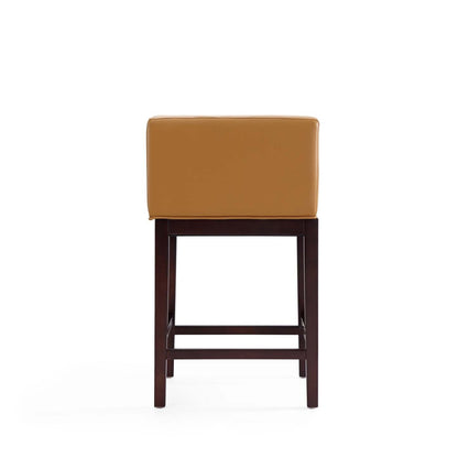 Tabouret de bar Kingsley de Manhattan Comfort de hauteur comptoir de 34 po en hêtre - chameau et noyer foncé