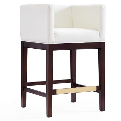 Manhattan Comfort Kingsley 34 Beech Wood Counter Height Barstool - Ivory &amp; Dark Walnut|Tabouret bar Kingsley de Manhattan Comfort de hauteur comptoir de 34 po en hêtre - ivoire et noyer foncé