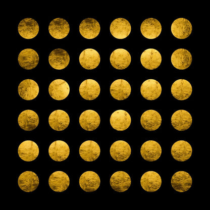 Œuvre d'art murale géante « Golden Spots Black » 72 x 72