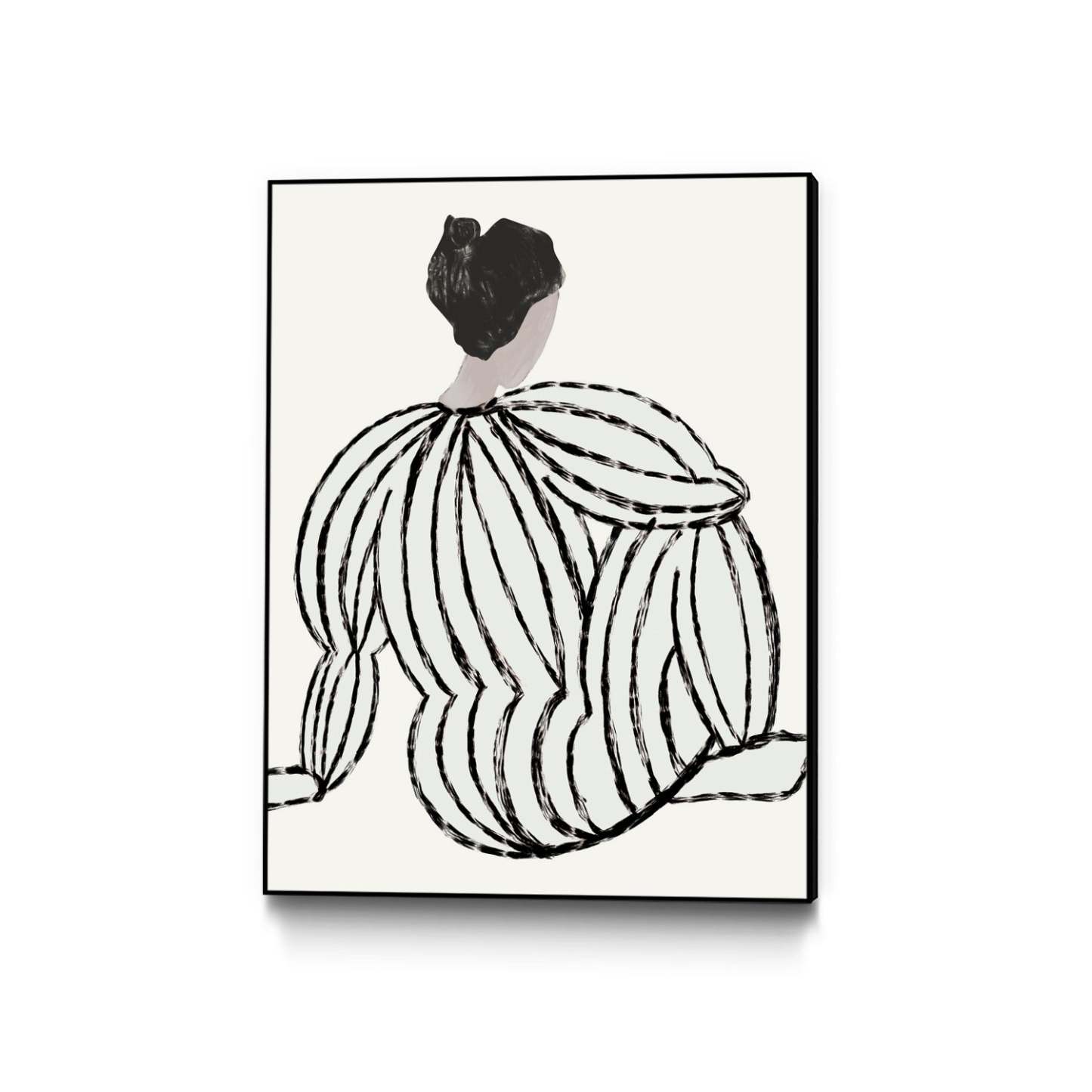 Œuvre d'art murale sur toile encadrée noire « Grey Reflection » 24 x 32