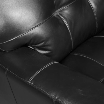 Fauteuil Curt de 41 po en cuir avec capitonnage à boutons - véritable noir