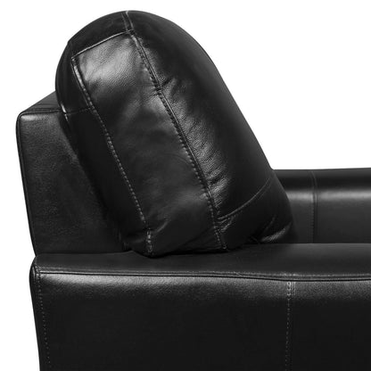 Fauteuil Curt de 41 po en cuir avec capitonnage à boutons - véritable noir