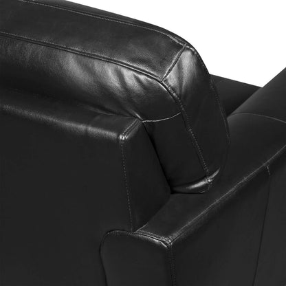Sofa Curt de 85 po en cuir véritable avec capitonnage à boutons - noir