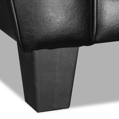 Sofa Curt de 85 po en cuir véritable avec capitonnage à boutons - noir