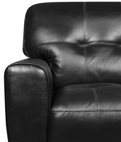 Fauteuil Curt de 41 po en cuir avec capitonnage à boutons - véritable noir