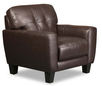 Curt 41 Fauteuil en cuir véritable avec capitonnage à boutons - brun