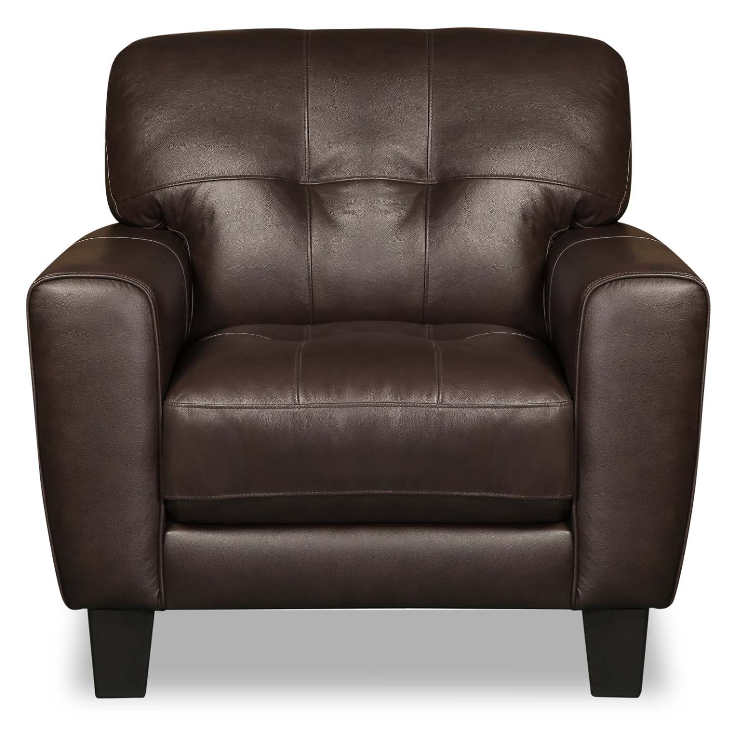 Curt 41 Fauteuil en cuir véritable avec capitonnage à boutons - brun