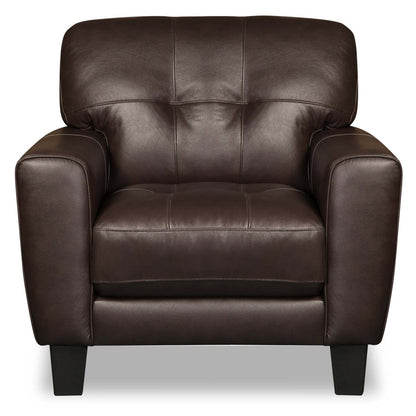 Curt 41 Fauteuil en cuir véritable avec capitonnage à boutons - brun