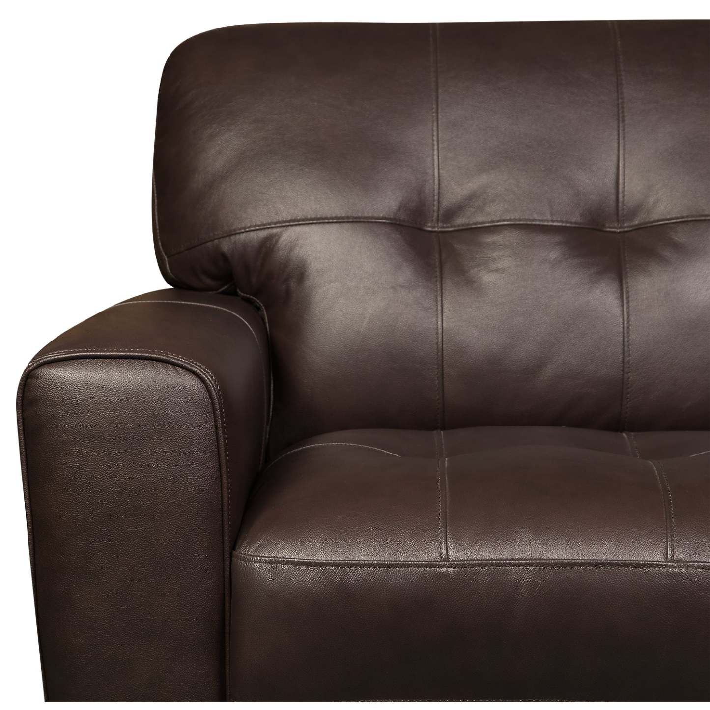 Curt 41 Fauteuil en cuir véritable avec capitonnage à boutons - brun