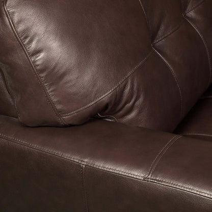 Curt 41 Fauteuil en cuir véritable avec capitonnage à boutons - brun