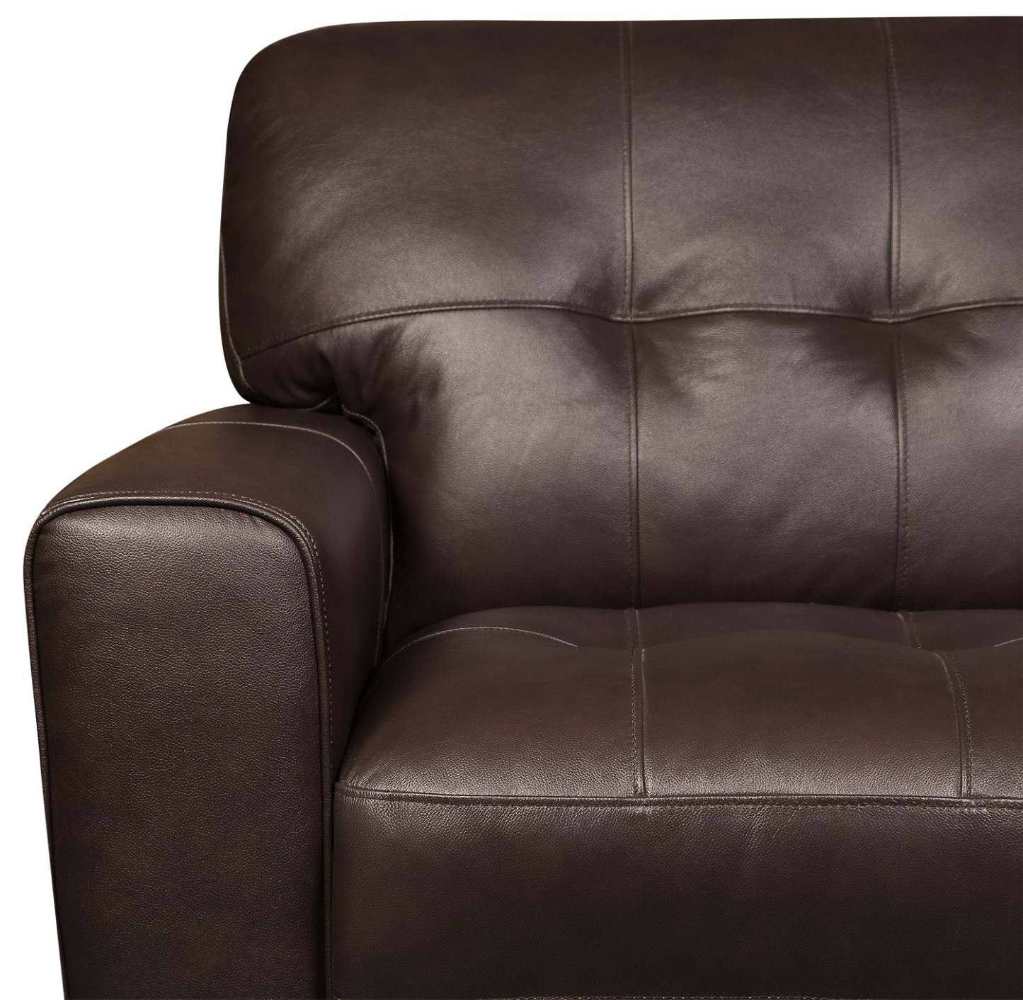 Curt 85 Sofa en cuir véritable avec capitonnage à boutons - Brun