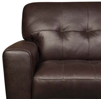 Curt 85 Sofa en cuir véritable avec capitonnage à boutons - Brun