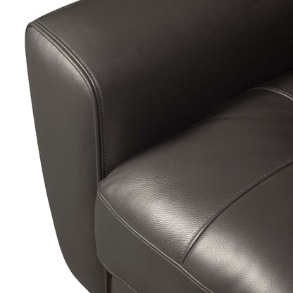 Causeuse Curt de 63 po en cuir avec capitonnage à boutons - véritable gris