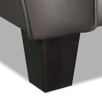 Causeuse Curt de 63 po en cuir avec capitonnage à boutons - véritable gris