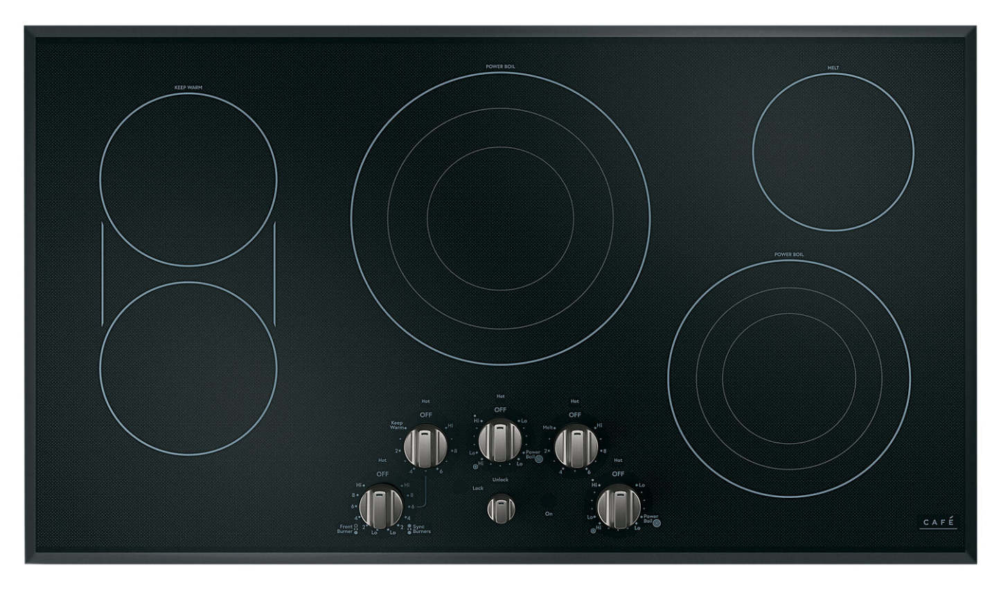 Café 5 pièces Electric Cooktop Brushed Black Knobs - CXCE1HKPMBT|Boutons noir brossé pour surface de cuisson électrique 5 pièces Café - CXCE1HKPMBT|CXCE1HBT