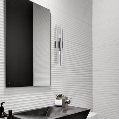 Applique murale moderne Cabrera en métal avec de magnifiques tiges en verre transparent pour salle de bain (lot de 2)