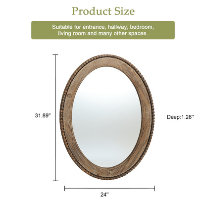Miroir mural ovale Cameo encadré en bois, 81 cm (32 po), miroir de salle de bain - 81 cm (31,89 po) H x 61 cm (24 po) L x 3,2 cm (1,26 po) P