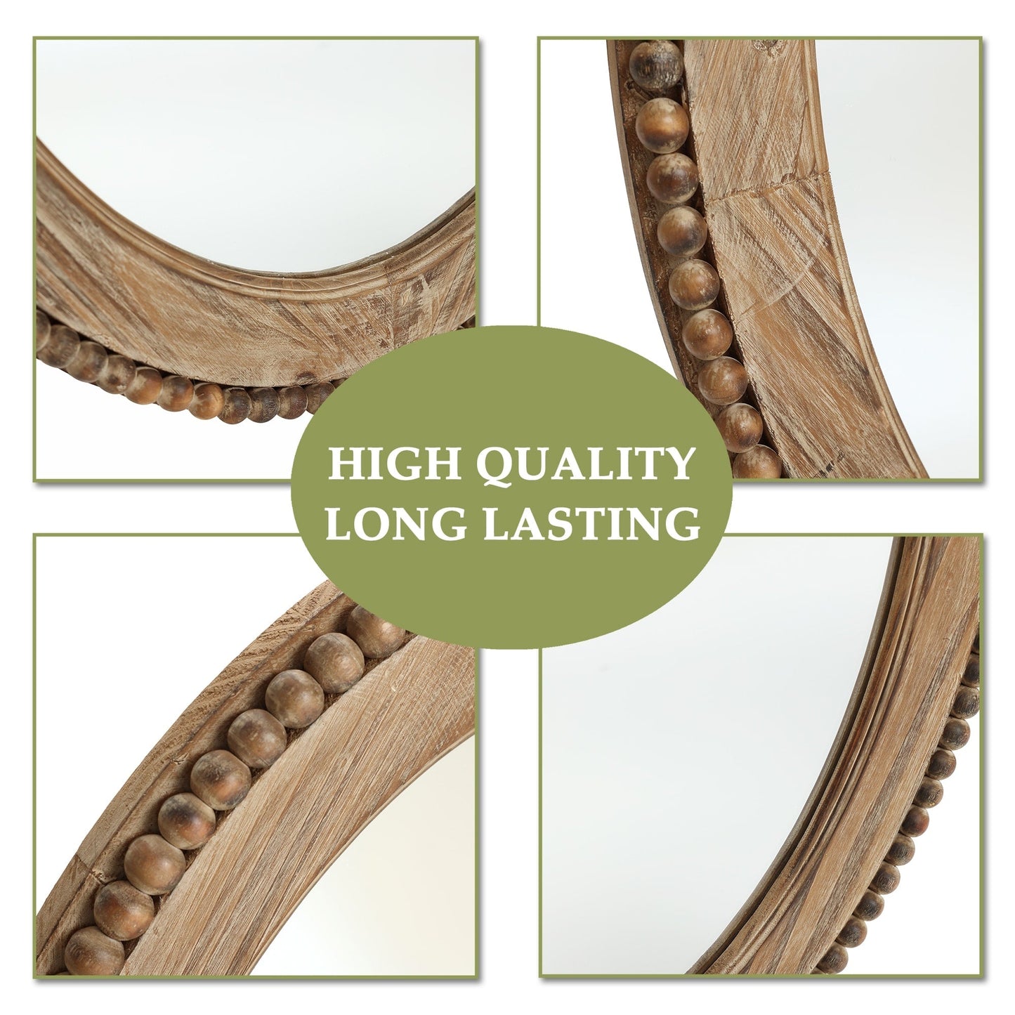 Miroir mural ovale Cameo encadré en bois, 81 cm (32 po), miroir de salle de bain - 81 cm (31,89 po) H x 61 cm (24 po) L x 3,2 cm (1,26 po) P