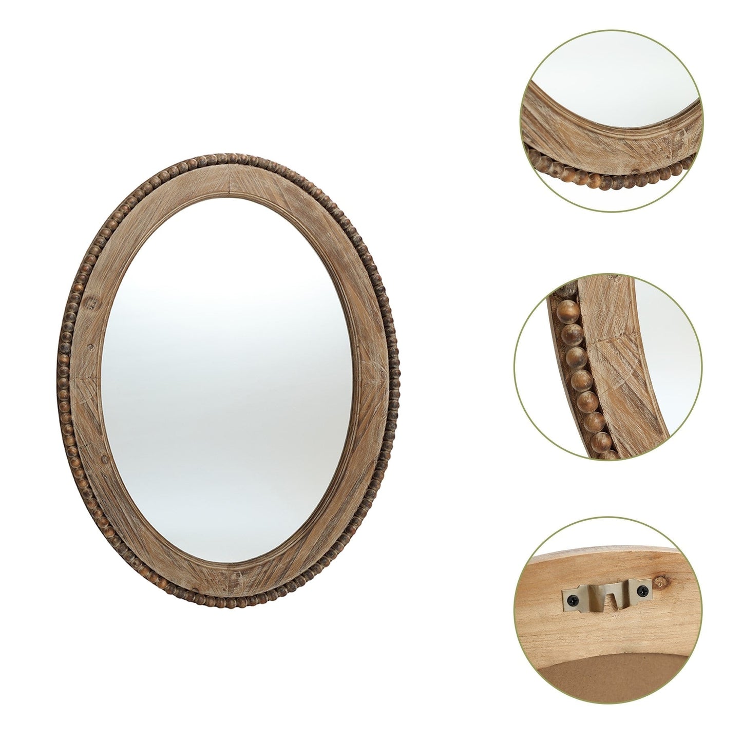 Miroir mural ovale Cameo encadré en bois, 81 cm (32 po), miroir de salle de bain - 81 cm (31,89 po) H x 61 cm (24 po) L x 3,2 cm (1,26 po) P