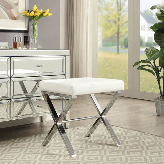 Banc de coiffeuse Carolina Living Elisabetta - Blanc/Chrome