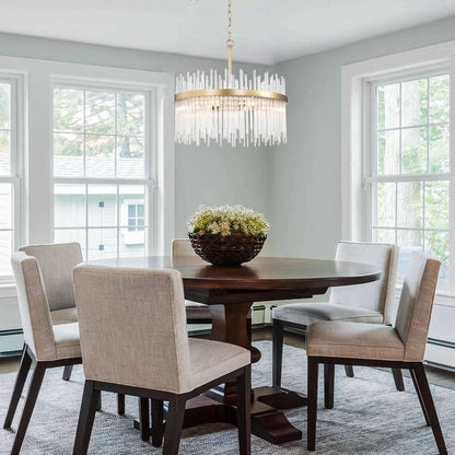 Lustre Casandra à 5 lumières en bronze brillant avec barres en verre transparent - Bronze brillant