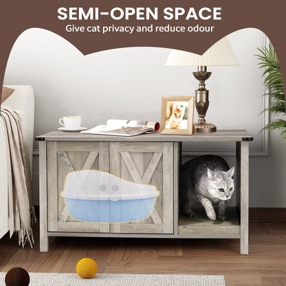 Enclos pour bac à litière pour chat, meuble de salle de bain pour chat en bois dissimulé avec griffoir