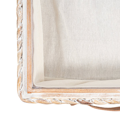 Bac de rangement sous lit en jacinthe/bois avec roulettes et poignées happimess