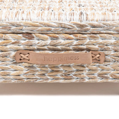 Bac de rangement sous lit en jacinthe/bois avec roulettes et poignées happimess