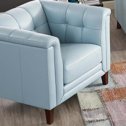 Fauteuil Bodie de Hydeline en cuir - bleu spa