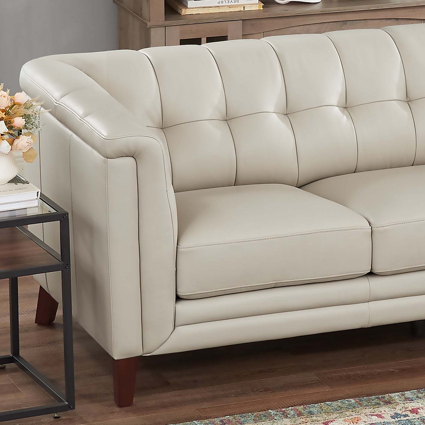 Hydeline Bodie Leather Loveseat - Vanilla|Causeuse Bodie de Hydeline en cuir - vanille