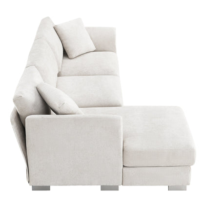 Canapé sectionnel Cloud, ensemble de canapés de luxe en forme de L avec 2 oreillers gratuits, mobilier d'intérieur 4 places en chenille avec méridienne surdimensionnée