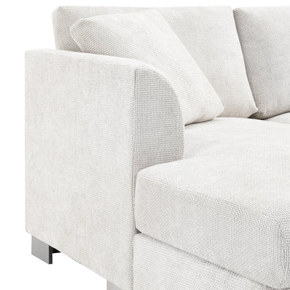 Canapé sectionnel Cloud, ensemble de canapés de luxe en forme de L avec 2 oreillers gratuits, mobilier d'intérieur 4 places en chenille avec méridienne surdimensionnée