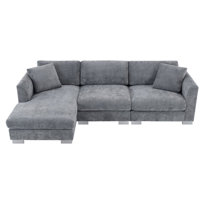 Canapé sectionnel Cloud, ensemble de canapés de luxe en forme de L avec 2 oreillers gratuits, mobilier d'intérieur 4 places en chenille avec méridienne surdimensionnée