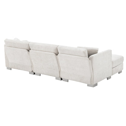 Canapé sectionnel Cloud, ensemble de canapés de luxe en forme de L avec 2 oreillers gratuits, mobilier d'intérieur 4 places en chenille avec méridienne surdimensionnée