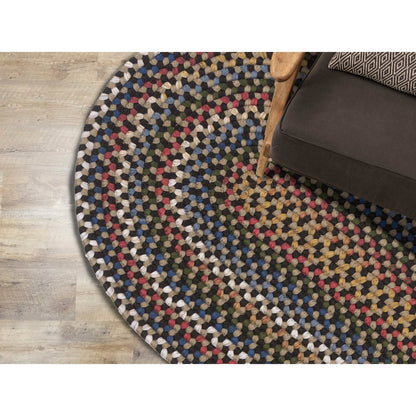 Tapis ovale tressé multicolore fait main de style ferme Colonial Mills Wayland
