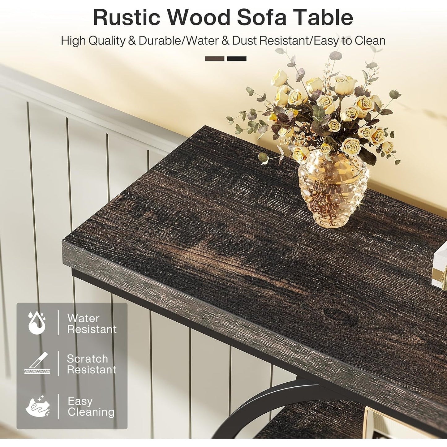 Console d'entrée, table basse industrielle à 4 niveaux à placer derrière le canapé