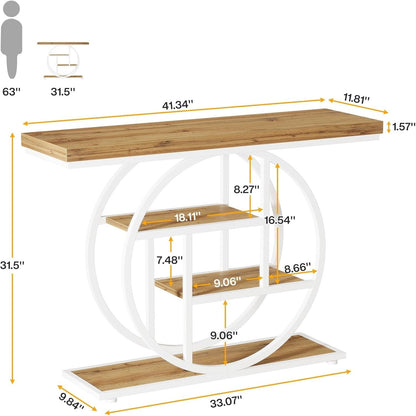 Console d'entrée, table basse industrielle à 4 niveaux à placer derrière le canapé
