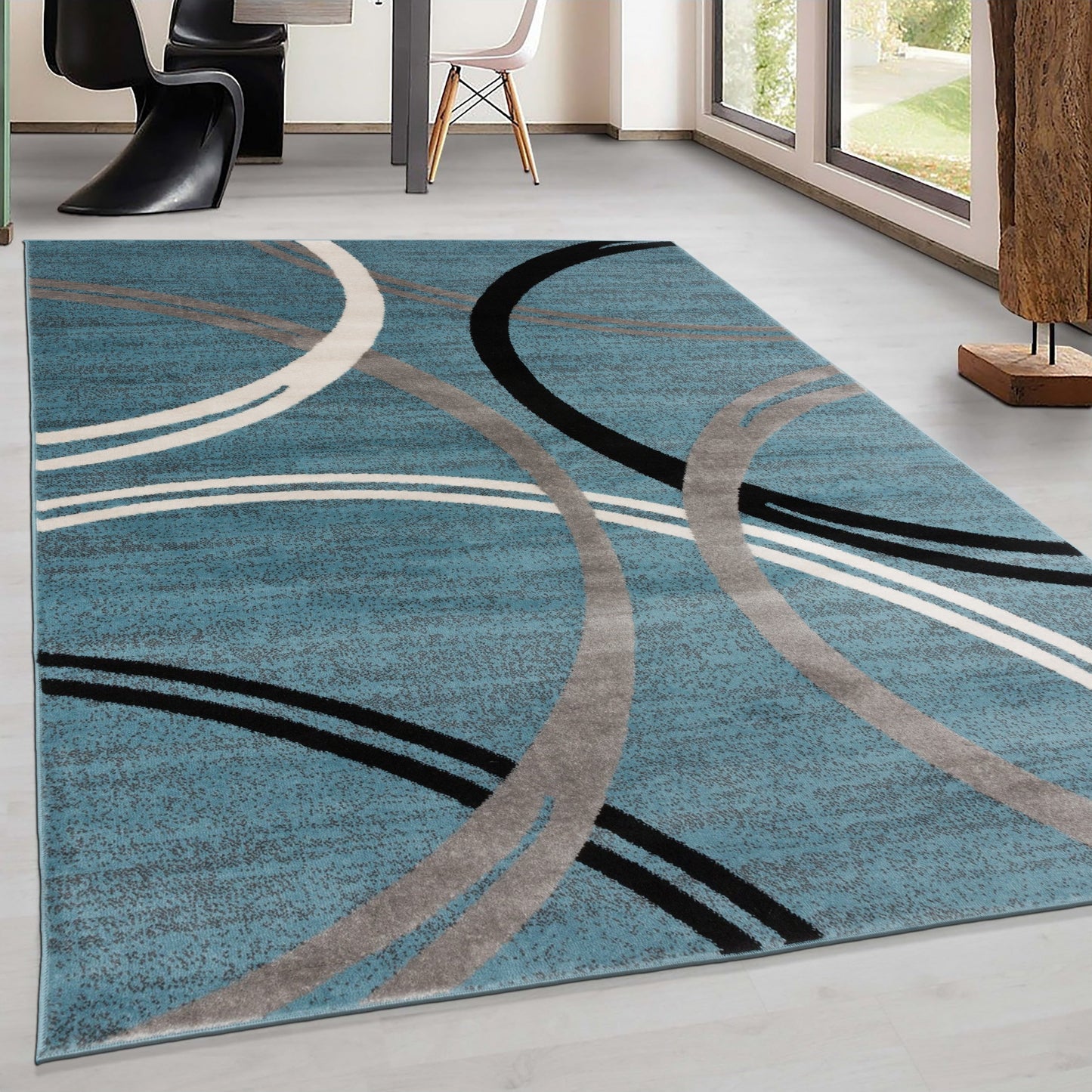 Tapis contemporain à motif de cercles abstraits, collection World Rug Gallery