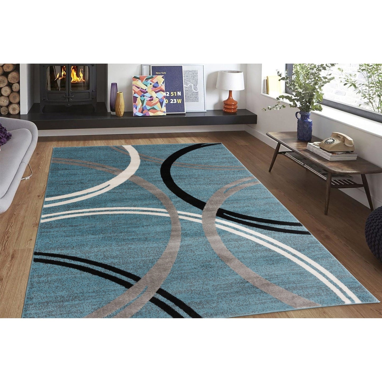 Tapis contemporain à motif de cercles abstraits, collection World Rug Gallery