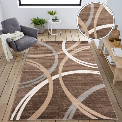 Tapis contemporain à motif de cercles abstraits, collection World Rug Gallery