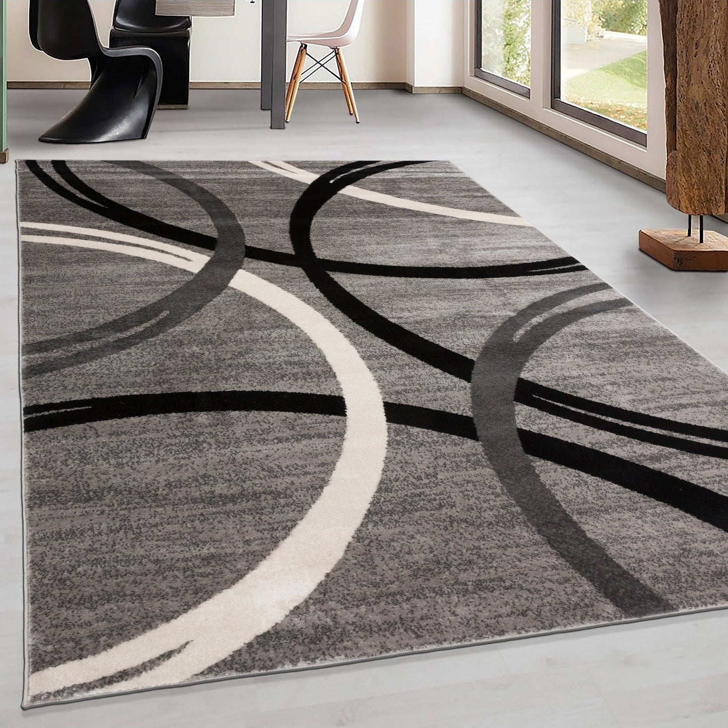 Tapis contemporain à motif de cercles abstraits, collection World Rug Gallery